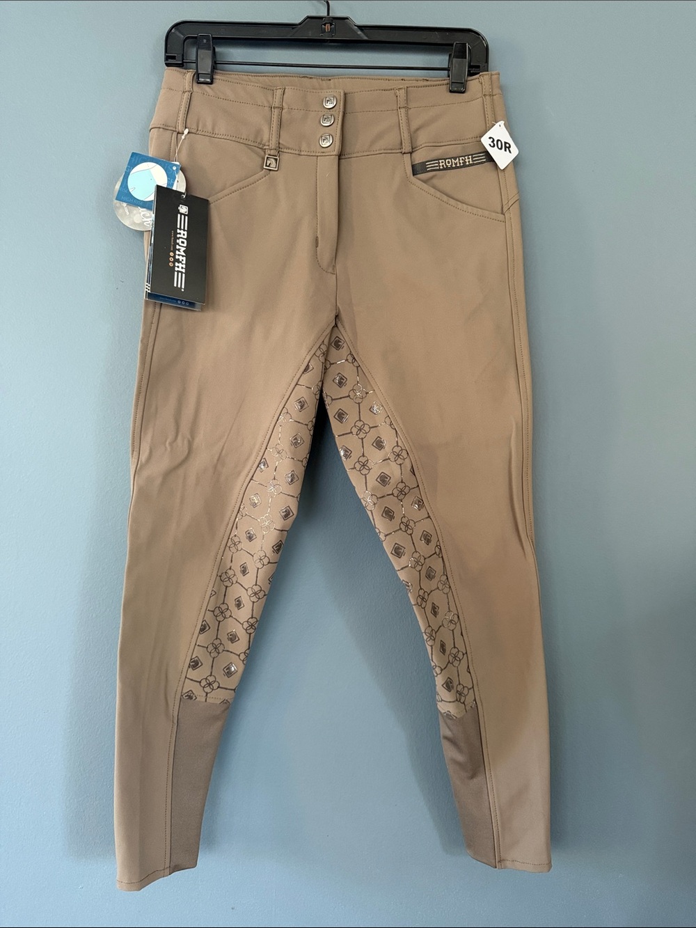 🤎NWT🤎 Romfh Brown Isabella Full Seat Riding Breeches with Printed Silicone Patch